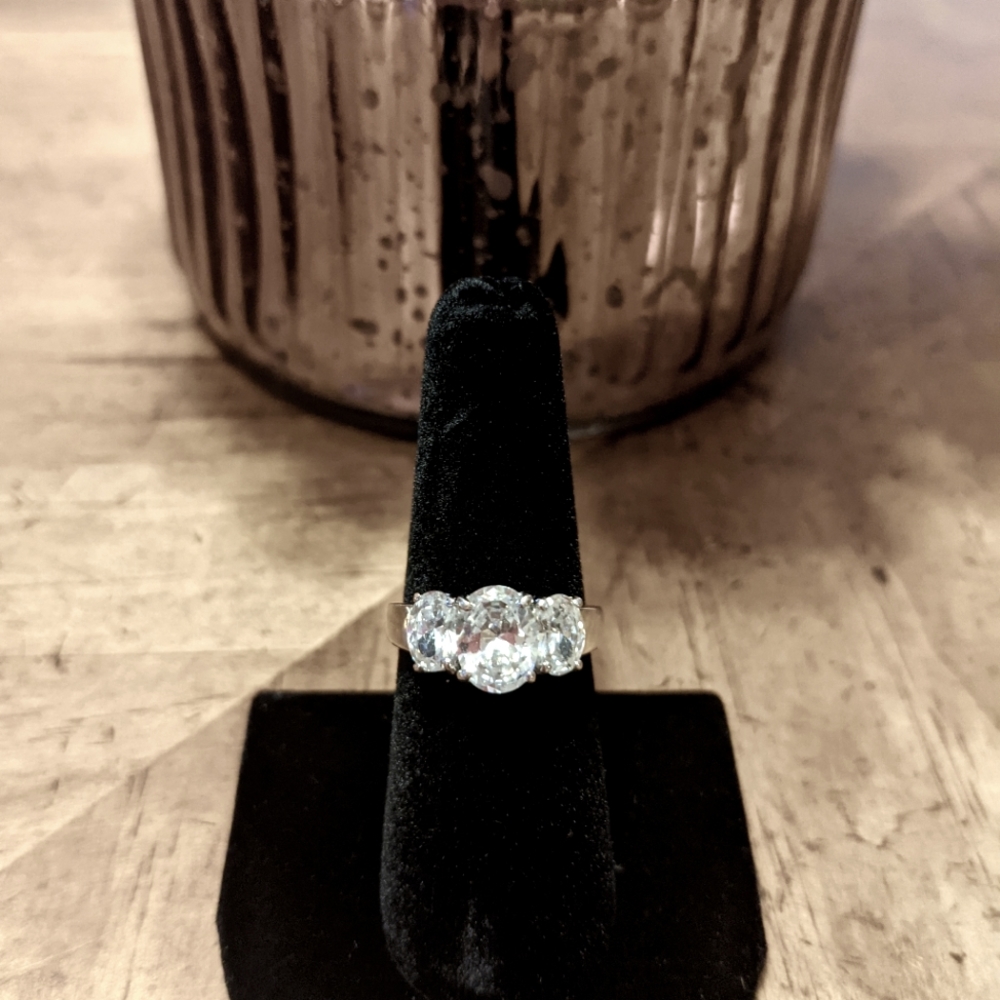 3 Stone Cubic Zirconia Ring Size 7. Bella Luce Collection.